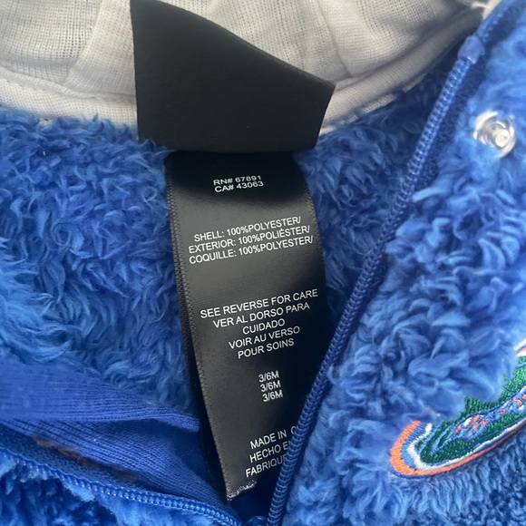 NWOT Florida Gators Game Nap Teddy Fleece Bunting Full-Zip Sleeper - Royal/Gray - Picture 6 of 6